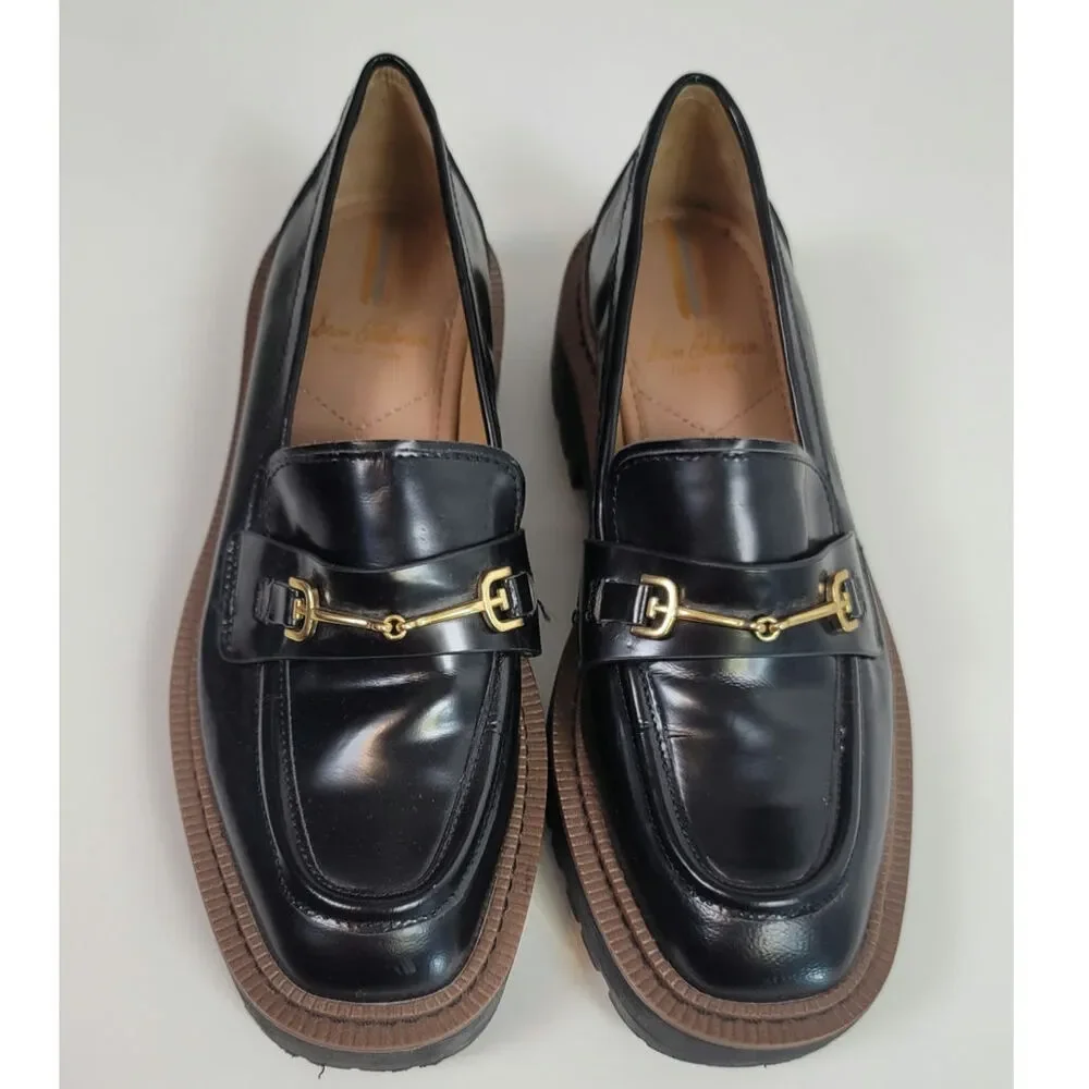 SAM EDELMAN LAURS PLATFORM LOAFERS IN BLACK PATENT LEATHER, SZ 6 - Picture 7 of 16